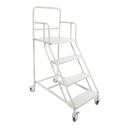 Rolling Ladder with Platform, 4 Steps Ladder with Wheels 880 lbs Industrial & Warehouse Rolling Stairs with Stair Edge Protector, 39.4" top Step Height for high Shelf aisles,Warehouses,supermarkets