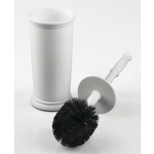 mDesign Toilet Bowl Brush and Holder - Covered Bathroom Toilet Brush - Standing Toilet Bowl Scrubber in Modern Holder - Space Saving, Deep Cleaning Brush for Toilet - Hyde Collection - Light Gray - color: Light Gray, size: Pack of 1