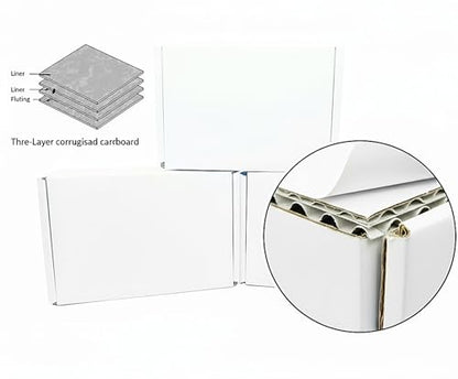 12x9x3 Inches White Corrugated Cardboard Shipping Boxes Set of 2 - size: 12x9x3 inch 2 Pack