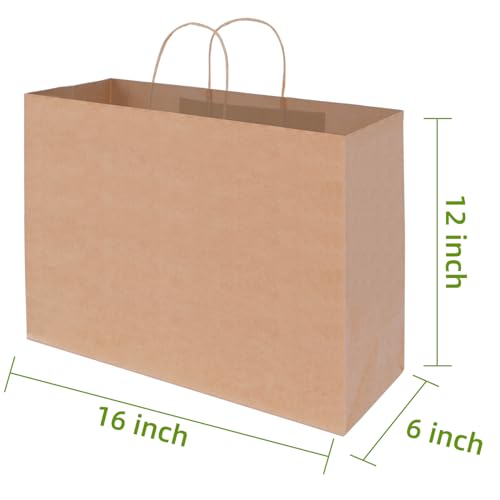 Johuivo Large Kraft Gift Bag, 50 Pcs Brown Paper Shopping Bags with Handles - color: Brown-Large-50Pcs