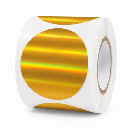 Round Holographic Gold Thermal Labels 1.5 in Vinyl Stickers 200 PCS - color: Holographic Gold, size: 1.5 × 1.5 Inch