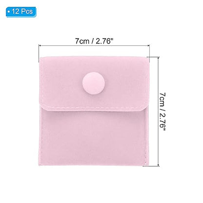 PATIKIL 12 Pack Jewelry Pouches with Snap Button Velvet Jewelry Pouches - color: Pink, size: 7x7cm