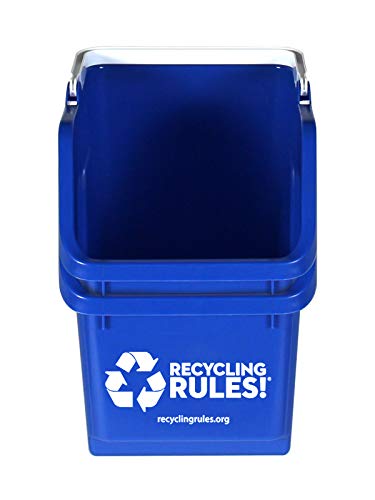 Recycling Rules! 6 Gallon Stackable Recycling Bin Container in Blue, Eco-Friendly Handy Recycle Bin with Easy-to-Carry Handle, 2-Pack - size: 2-pack