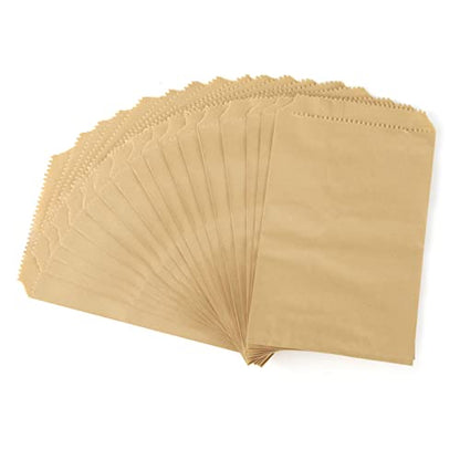 FOCCIUP 100 Pcs 4x6 Inches Brown Kraft Paper Bags Flat Envelopes Merchandise Treat Bag for Party - color: Brown-4x6 Inch