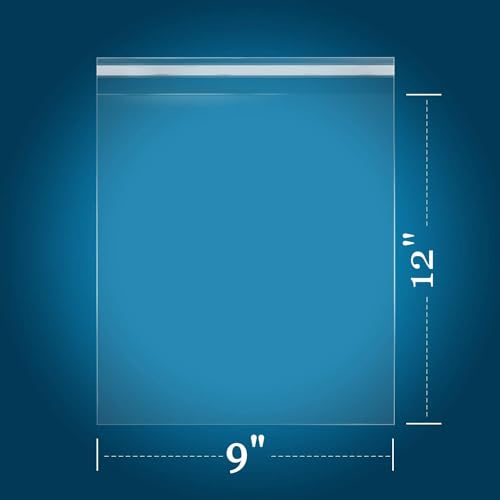 iMailer - 200 Count - 9'' x12'' Cellophane Bags Self Adhesive - Clear Cello Resealable Plastic Poly Bags for A4, Letter Sized Documents, Plastic Sleeves, Clothing - size: 9x12 Inch (Pack of 200)