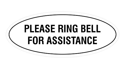 Signs ByLITA Oval Please Ring Bell for Assistance Sign (White) - Small - color: White, size: 2 x 5" - Small (1 Pack)