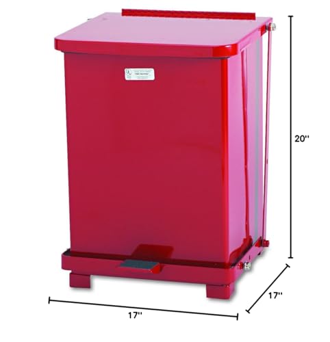 Rubbermaid Commercial Products Defenders Biohazard Steel Trash Can Step-On 4 GAL Red Hospital/Doctor's Office/Healthcare Facilities - color: Red, size: 4G