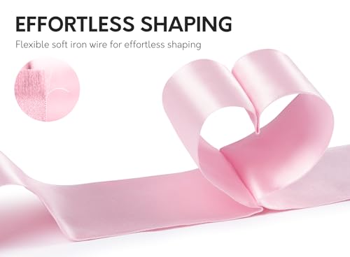 Keypan Pink Satin Ribbon Double-Faced Wired 2-1/2 Inch x 10 Yards - color: Pink, size: 2-1/2"