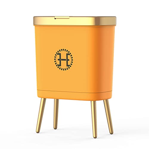 Procade Orange Bathroom Trash Can with lid,4 Gallon Retro Gold Garbage Can - color: Orange