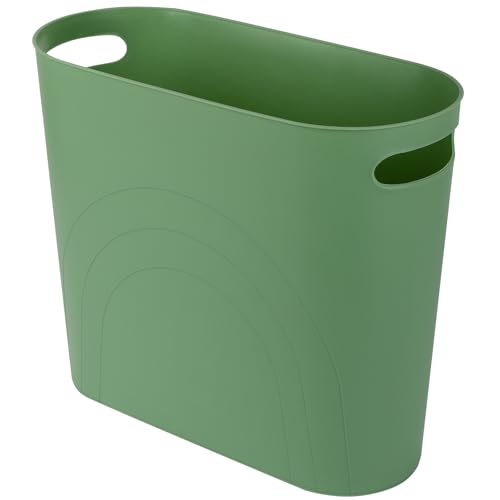 rejomiik Small Bathroom Trash Can, 3.5 Gallon Slim Garbage Can, Green - color: Green, size: 1 pack