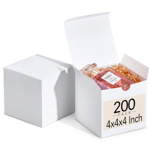 MESHA White Gift Boxes 4x4x4 Inch Small Gift Box with Lids 200 Pack - color: White 4x4x4, size: 1 Count (Pack of 200)