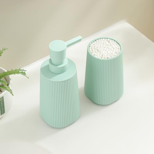 YAUKPH Bathroom Soap Dispenser and Toothbrush Holder Striped Green - color: Striped Green
