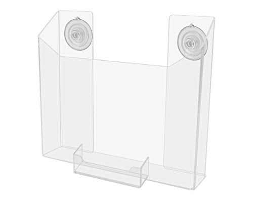 Marketing Holders 4 Pack Suction Cup Brochure Holder Window or Glass Wall Hanging Catalog Rack for 8.5" Flyers and 3.5" x 2" Business Cards for Offices Schools and Libraries - size: 8.5"W Magazine w/BC Holder & Suction Cups