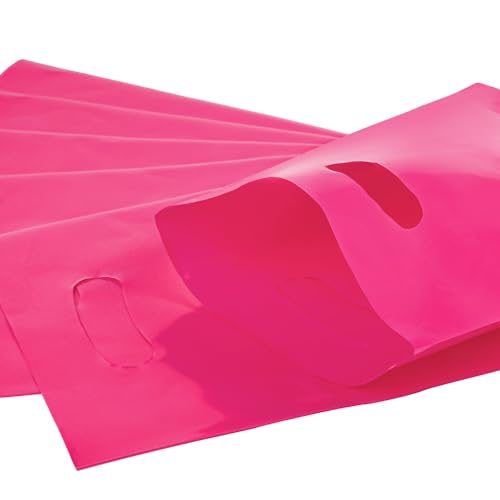 Hot Pink 100 PCS Small Gift Bags, 6"x8" Goodie Party Favor Bags with Handle, Treat Retail Pouches for Kids Birthday, Christmas, Small Business - color: Hot Pink-100PCS