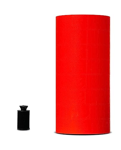 Pricing Labels for Monarch 1136 Labeler, 8 Rolls, 14,000 Two Line Labels, Ink Roller Included (Red) - color: Red