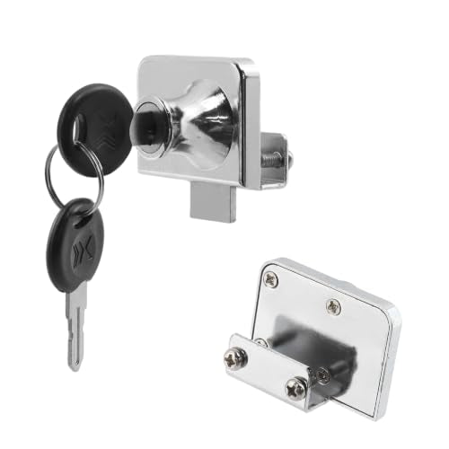 Chrome Glass Case Lock, 1.89x1.38 Inch Rectangle, 2 Sets, Keyed Different - color: Chrome, size: 1.89 x 1.38 Inch