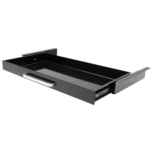 Under Desk Drawer, Mounted Sliding Pull-out Drawer, Pull-out Storage Organizer with Compartment, Pull-out Drawer with Lock, Standing Desk Drawer Attachment, for Store Items, 21.5*10.2*2.1in (Black)