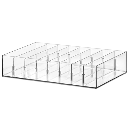 Cash Organizer Tray, 4 Compartments for Bills and Coins, Clear Money Storage Box, Insert for Cash Register Drawer, Counter Tray for Business and Home