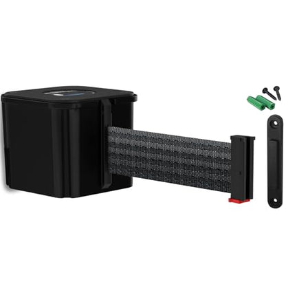 Wall Mounted Black Retracta-Belt 15' Black Belt Barrier - color: Black Case w/ Black Belt, size: 15' Belt