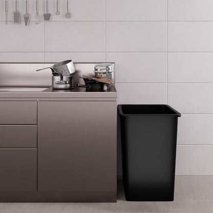 35 Gallon Black Square Commercial Trash Garbage Can | Outdoor Office Restaurant School Kitchen - color: Black, size: 35 Gallon, style: Trash Can