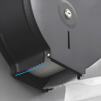 Commercial Jumbo Toilet Paper Dispenser, Black Stainless Steel Large Roll Bathroom Tissue Holder Wall Mount, 9” Diameter Lockable Dispenser with Key for Business Restrooms - color: Black