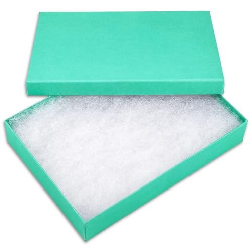 TheDisplayGuys 25 Cardboard Gift Jewelry Boxes w/Paddings #53-5.4x3.9x1 - color: Teal Green