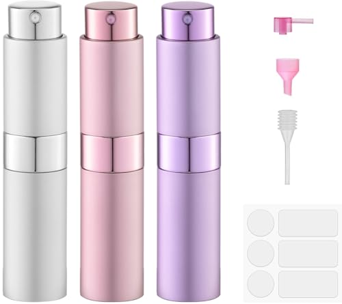 8ml Travel Perfume Bottle Refillable, Atomizer Sprayer for Cologne 3PCS - color: Silver,pink,purple