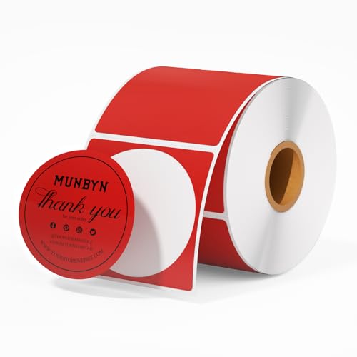 MUNBYN 2 Inch Red Round Thermal Labels for Business, 750 Sheets/1 Roll - color: Red, size: 2inch
