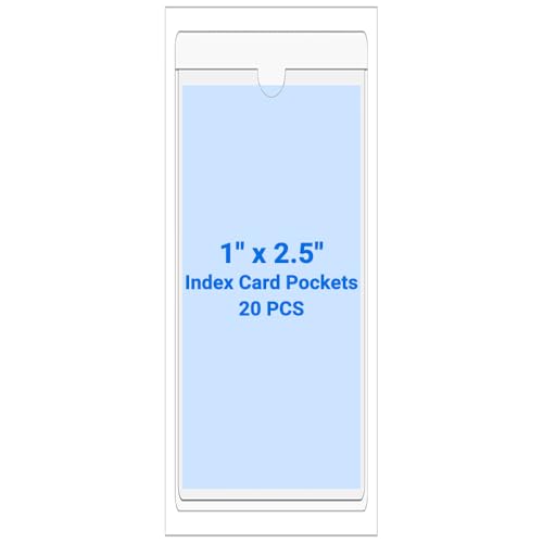 20 PCS Clear Self Adhesive Plastic Label Pockets, Top Loading Business & Library Index Card Holders, Peel and Stick Sleeves for Storage Bins, Totes, Binders and Drawers (1 x 2.5 Inch) - size: 1" x 2.5", style: Vertical