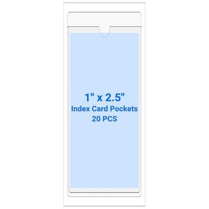 20 PCS Clear Self Adhesive Plastic Label Pockets, Top Loading Business & Library Index Card Holders, Peel and Stick Sleeves for Storage Bins, Totes, Binders and Drawers (1 x 2.5 Inch) - size: 1" x 2.5", style: Vertical