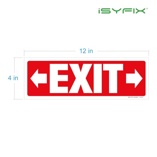 iSYFIX Exit Signs Stickers 2 Pack 12x4 Inch, Directional Right & Left Arrow - color: Sticker Right&Left, size: 2 Pk 12x4