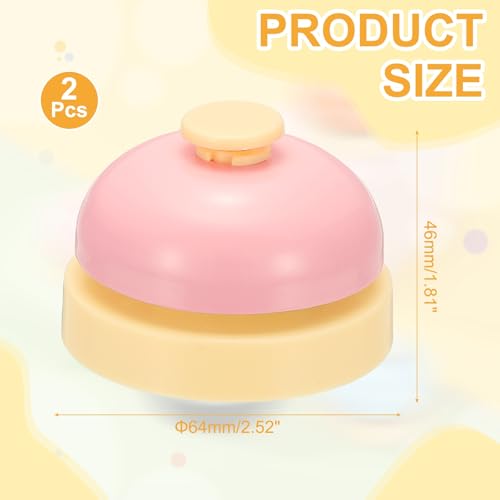 PATIKIL Call Bell, 2.52 inch Small Desk Service Ring Bell Buzzers for Front Desk Reception Counter Dinner Bar Hotel Classroom Game, Candy Pink, 2 Pack - color: Candy Pink, size: 2.52 Inch