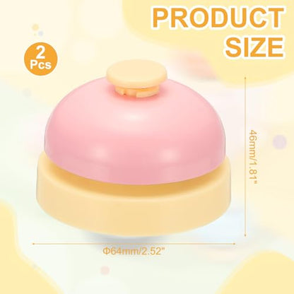 PATIKIL Call Bell, 2.52 inch Small Desk Service Ring Bell Buzzers for Front Desk Reception Counter Dinner Bar Hotel Classroom Game, Candy Pink, 2 Pack - color: Candy Pink, size: 2.52 Inch