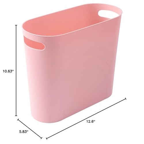 rejomiik Small Bathroom Trash Can, 3.5 Gallon Slim Garbage Can, Pink - color: Rosette Pink, size: 1 pack