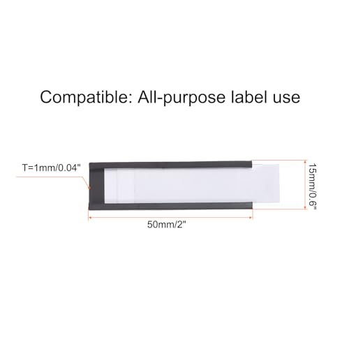 MECCANIXITY Label Holders 2" x 0.6" C Channel Rubber Magnetic for Metal Shelves Organize, Office File Cabinets Pack of 25 - size: 2" x 0.6"