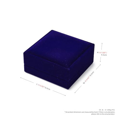 Velvet Jewelry Set Box, Blue Velvet Necklace Earring Ring Organizer - color: Blue