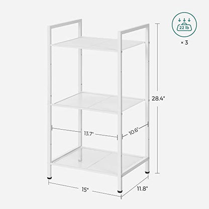 SONGMICS 3-Tier Storage Rack, Bathroom Shelf, Extendable Plant Stand - color: White, size: 3 Tiers