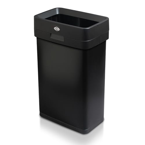 Clorox Slim Open Top Stainless Steel Trash Can, Matte Black, 13 Gal / 50L - color: Black Open Top
