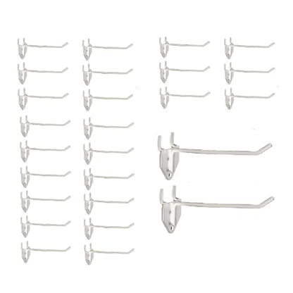 Eastern Tree 30 Packs 6" Metal Pegboard Hooks, Standard Hooks is Fit to Pegboard Display and Pegboard Panels, White - size: 6 Inch