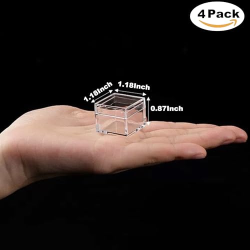 KissYou Small Acrylic Box with Lid Clear Candy Boxes for Display Graduation Wedding Birthday Party Candy Boxes Acrylic Decoration Plastic Square Cube - size: 1.18 x1.18 x 0.86 Inch