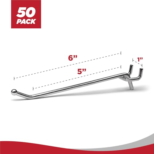 Presa Heavy Duty Metal Peg Board Shelving Hooks, 6-Inch, 100-Pack - color: Chrome, size: 6 Inch (Pack of 2)