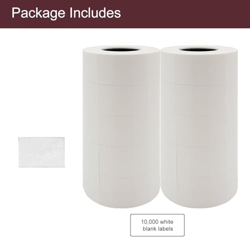 Motex 2 Line Blank Labels, Fits MX-2316NEW - 10,000 White Blank Price and Date Gun Labels - color: White, size: 10 Rolls
