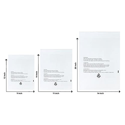 Infinite Pack Large 300 CT Combo Pack9x12,11x14,14x20 inches Self Sealing Clear Poly Bags with Suffocation Warning, Strong Adhesive, Not Resealable, 400 Count, FBA compliant - size: 9" x 12", 11" x 14", 14" x 20" PACK OF 300
