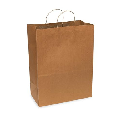Prime Line Packaging Brown Paper Bag with Handle, 13x7x17 Inch, 200 Pack - size: 13x7x17 Inch