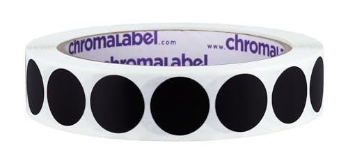 ChromaLabel 3/4 Inch Removable Black Dot Stickers, 1000/Roll - color: Black, size: 3/4"