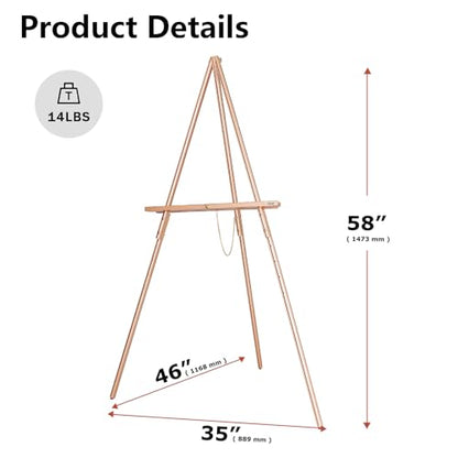 DJAR 63" Wooden Easel Stand for Sign, Adjustable Height, Rose Gold - color: Rose Gold, size: 1pc