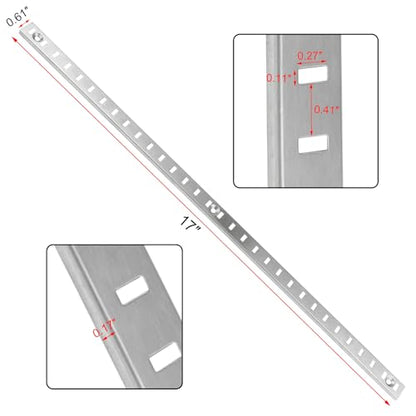 20 Sets 17 Inch Pilaster Shelf Brackets, Adjustable Mortise Mount Shelf Rails with 3 Pilaster Clips and Screws for Wall Shelving System