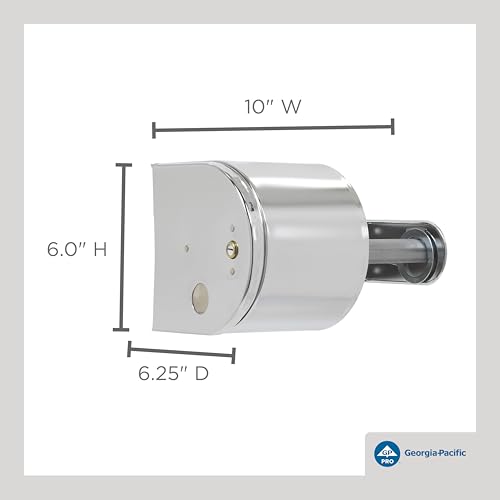 2-Roll Side-By-Side Covered Toilet Paper Dispenser by GP PRO (Georgia-Pacific), Key Lock, Chrome, 57320, 10.000" W x 6.250" D x 6.000" H, 1 Dispenser Per Case