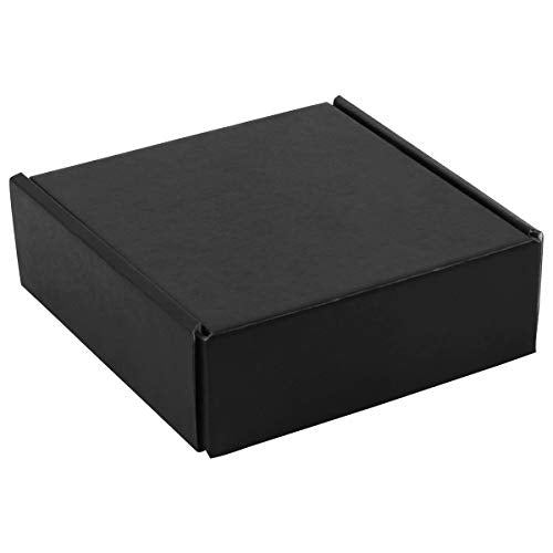 CABAX Recyclable Corrugated Box Mailers, Empty Cardboard Box Perfect for Shipping Small Packaging for Mystery Box Use - 6" x 6" x 2" - Kraft, Black - 2 Pack
