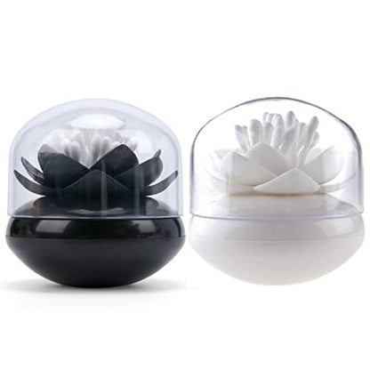 Bloss 2 Pack Qtip Holder, Q-tip Dispenser, Toothpick Holder(Black + White) - color: Black+White